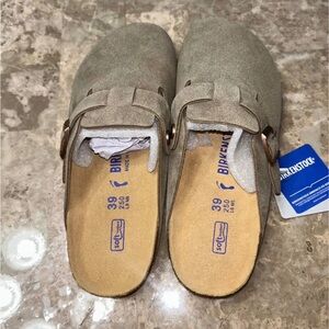 Birkenstock Women's Taupe Suede Mules